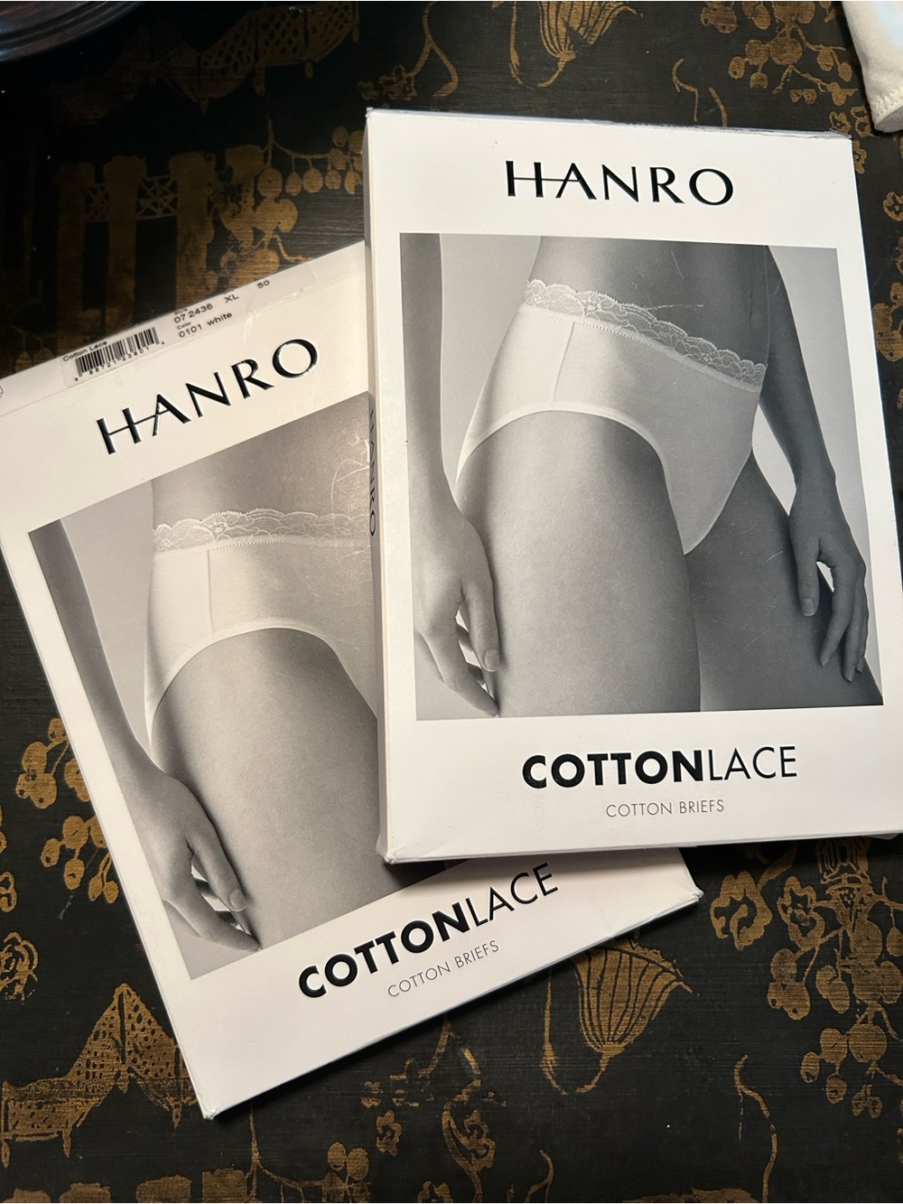 NWT 2 Pairs HANRO Cotton Lace  Briefs Size XL White